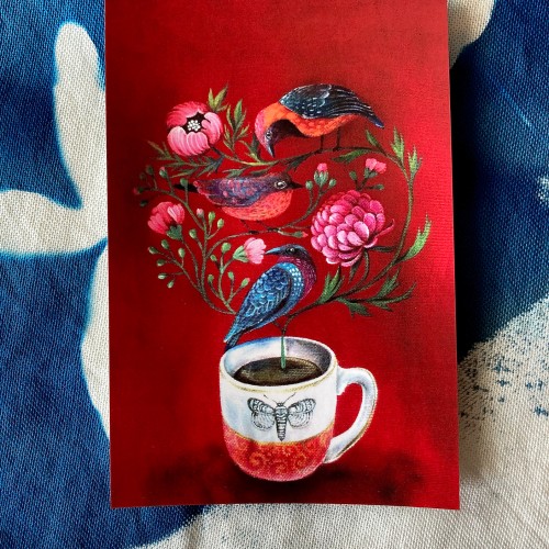 Postcard BIRD TEA