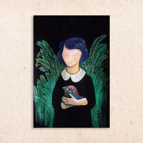 Postcard: Girl in the herbaria