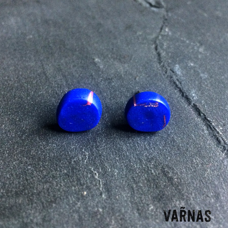 Earrings: BLUE WITH A RED SECRET