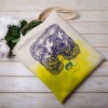 Tote bag WE LOVE UKRAINE. Colored in a batik technique